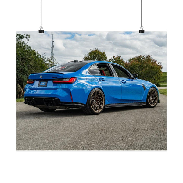 M3 Voodoo Blue Stylish Satin Car Posters