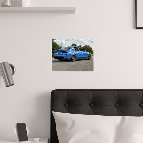 M3 Voodoo Blue Stylish Satin Car Posters
