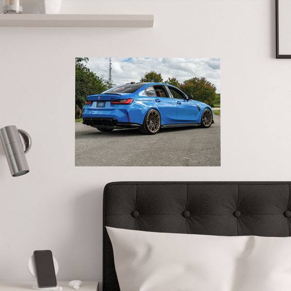 M3 Voodoo Blue Stylish Satin Car Posters