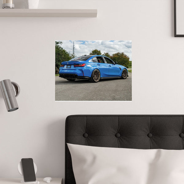 M3 Voodoo Blue Stylish Satin Car Posters