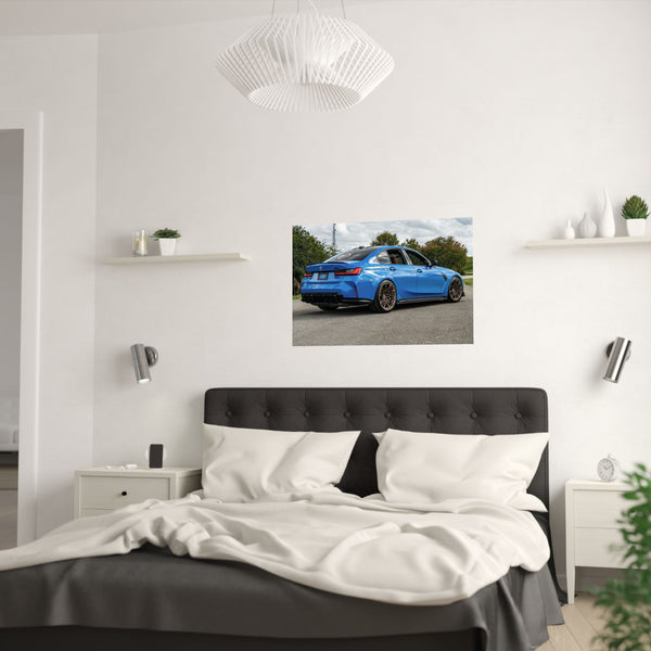 M3 Voodoo Blue Stylish Satin Car Posters